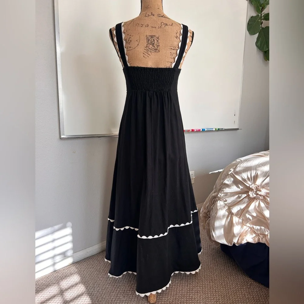 Cynthia Rowley Black Maxi Dress with White Accents - Picture 2 of 5